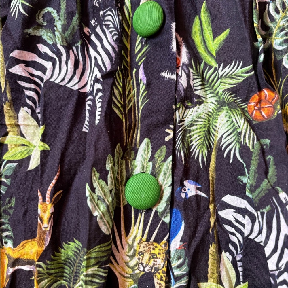 Unique Vintage Tropical Jungle Print Halter Dress - Picture 6 of 8
